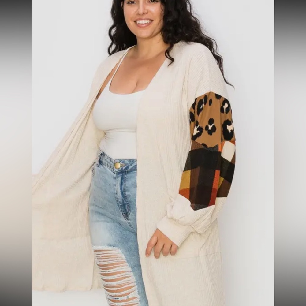 Ribbed open front cardigan with pockets - Picture 3 of 15